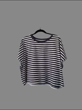 Fila Navy and White Striped Boxy Crop Top